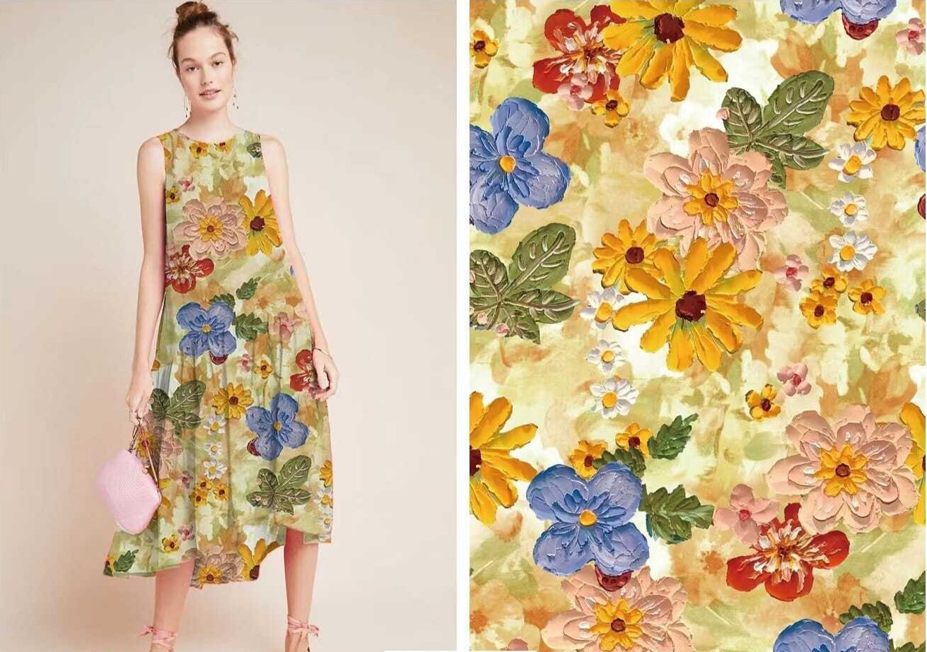 3D Embellished Floral - Fabric showcase